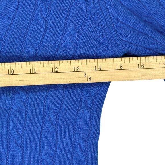 J. Crew Sweater Womens M Blue Cable Knit V Neck Wool Cashmere Preppy Winter Wear - Picture 8 of 13